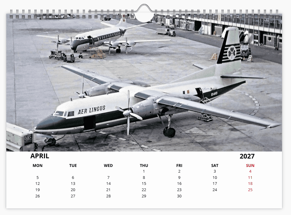 Aer Lingus 2027 Tribute A4 Wall Calendar