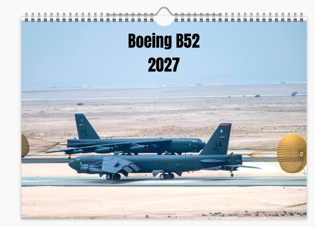 BOEING B52 USAF BOMBER 2027 Tribute Calendar A4 WALL Calendar