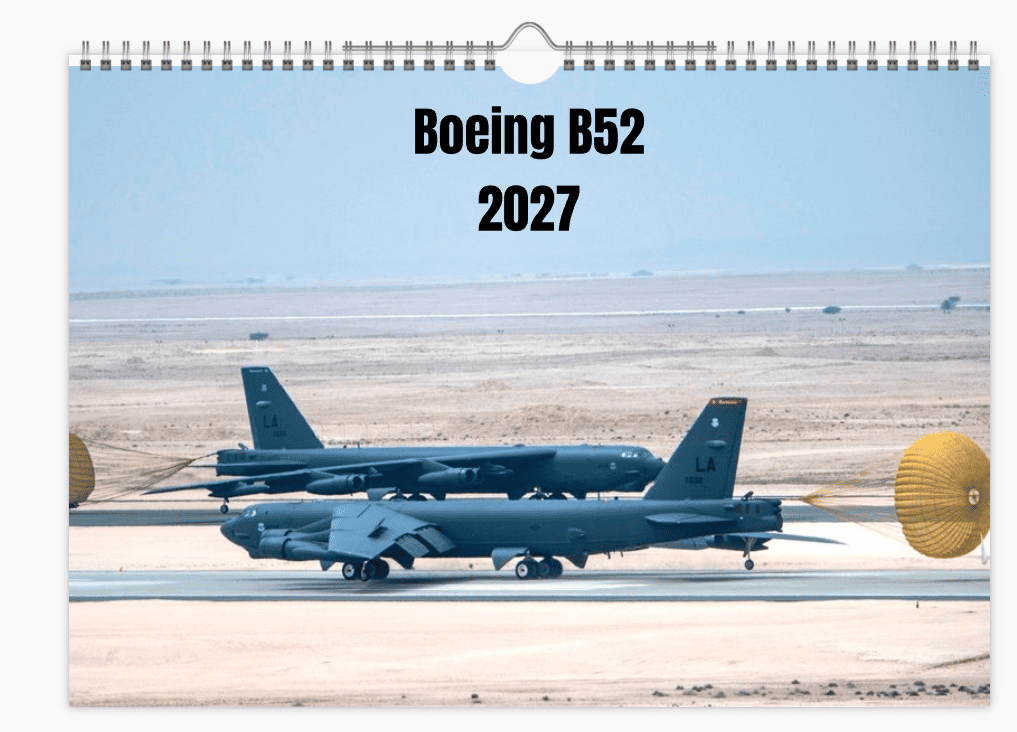BOEING B52 USAF Bomber 2027 Tribute A4 Wall Calendar