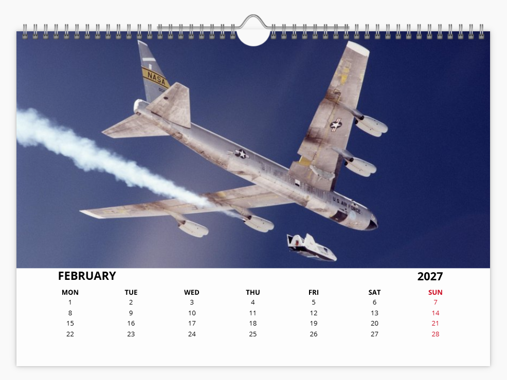 BOEING B52 USAF Bomber 2027 Tribute A4 Wall Calendar