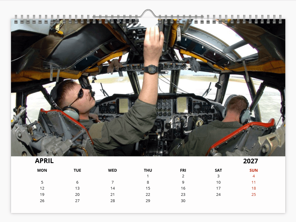BOEING B52 USAF Bomber 2027 Tribute A4 Wall Calendar