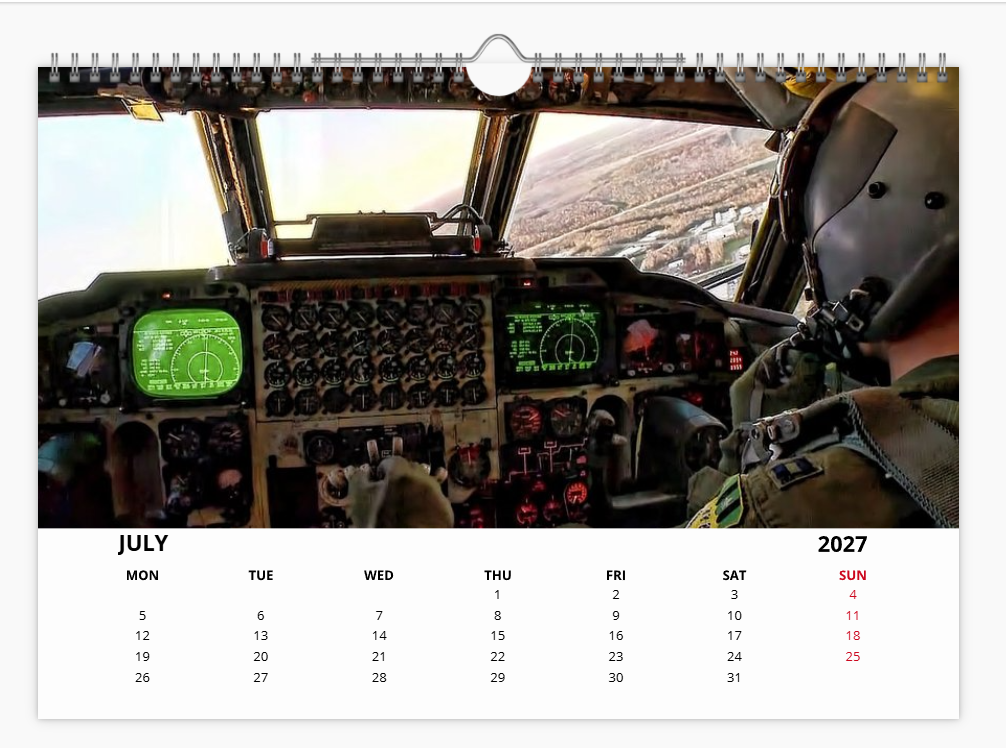 BOEING B52 USAF BOMBER 2027 Tribute Calendar A4 WALL Calendar