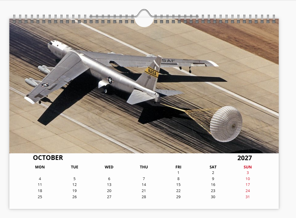 BOEING B52 USAF BOMBER 2027 Tribute Calendar A4 WALL Calendar