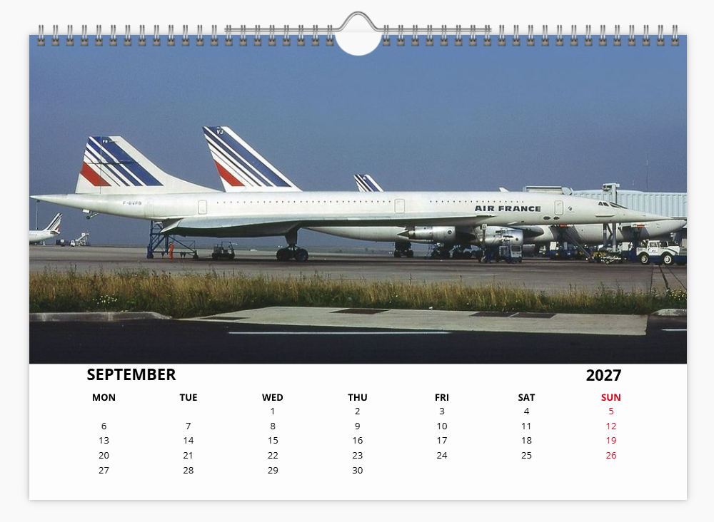 CONCORDE 2027 Tribute Calendar A4 WALL Calendar BA AF SQ