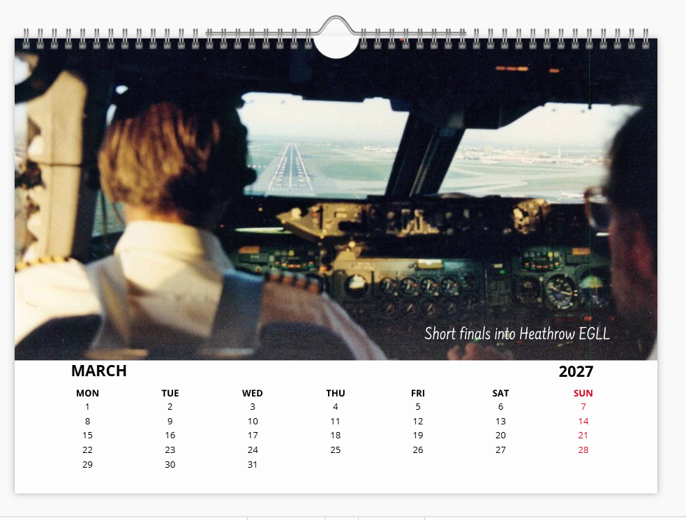 British Airways Boeing 747 2027 Tribute A4 Wall Calendar