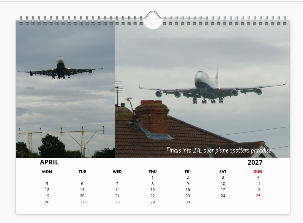 British Airways Boeing 747 2027 Tribute A4 Wall Calendar