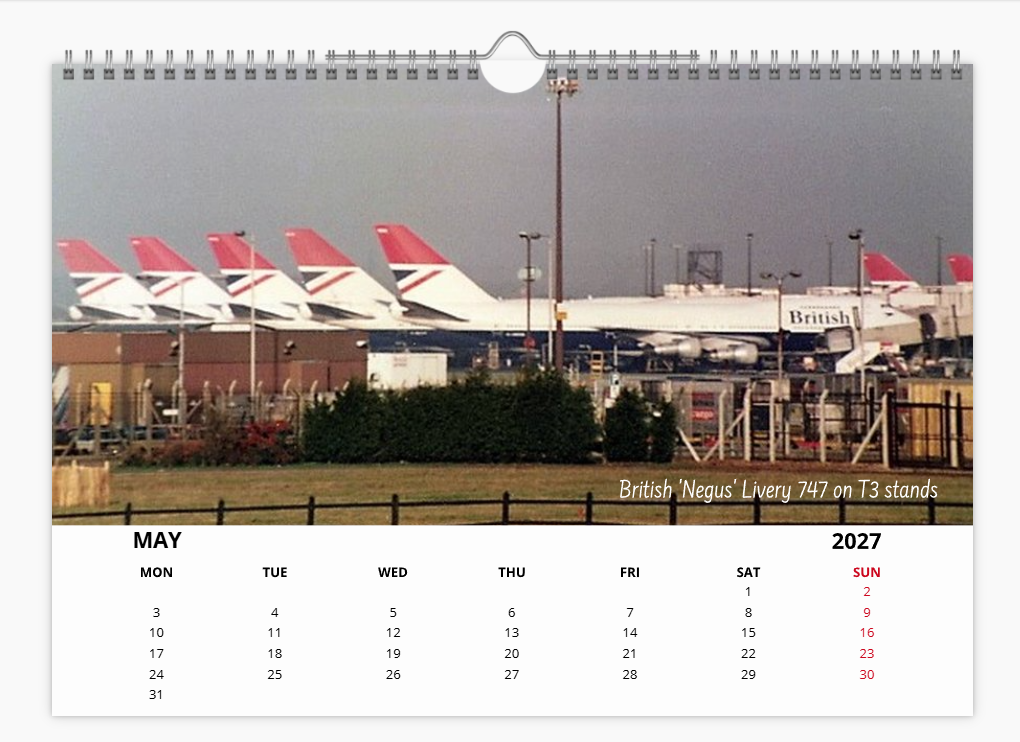 British Airways Boeing 747 2027 Tribute Calendar A4 WALL Calendar