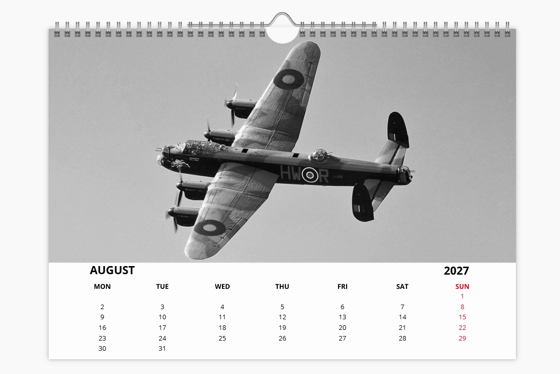 AVRO LANCASTER RAF BOMBER 2027 Aircraft Tribute Calendar A4 WALL Calendar
