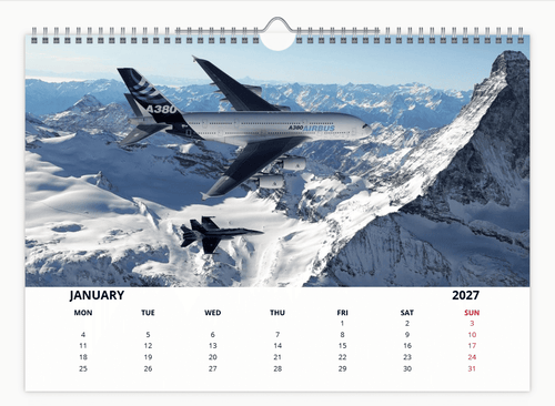 AIRBUS A380 2027 Tribute A4 Wall Calendar
