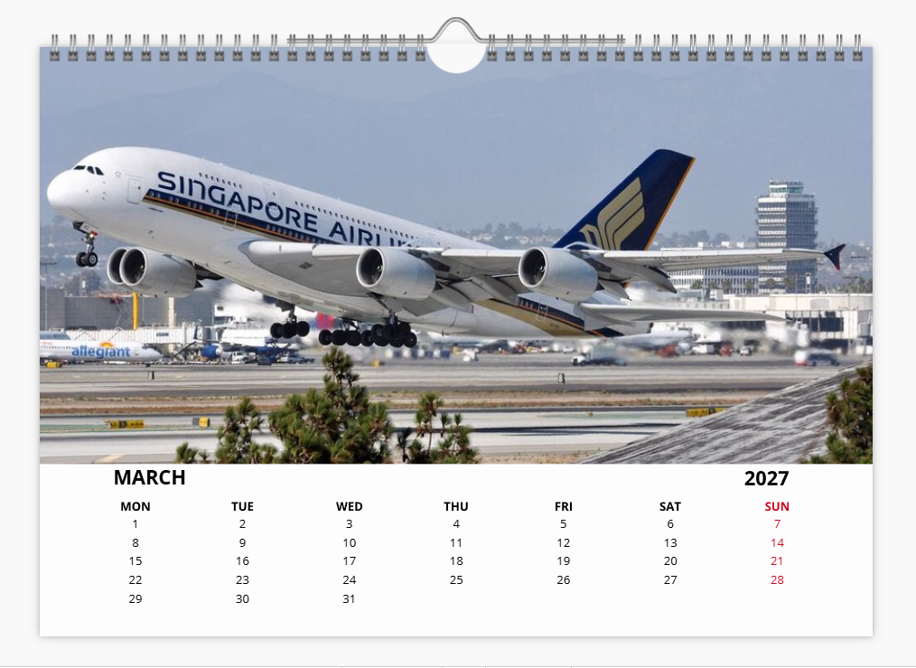AIRBUS A380 2027 Tribute A4 Wall Calendar