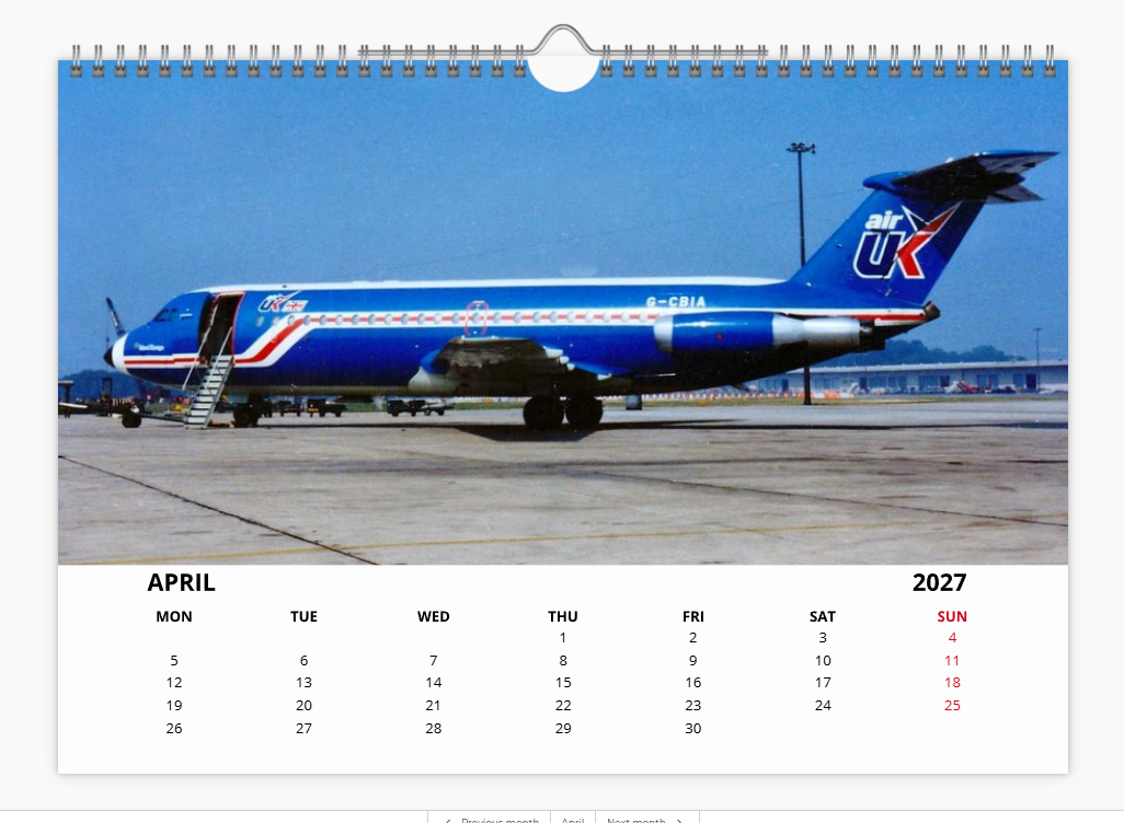 British Airlines of Yesteryear  2027 Aircraft Tribute A4 Wall Calendar