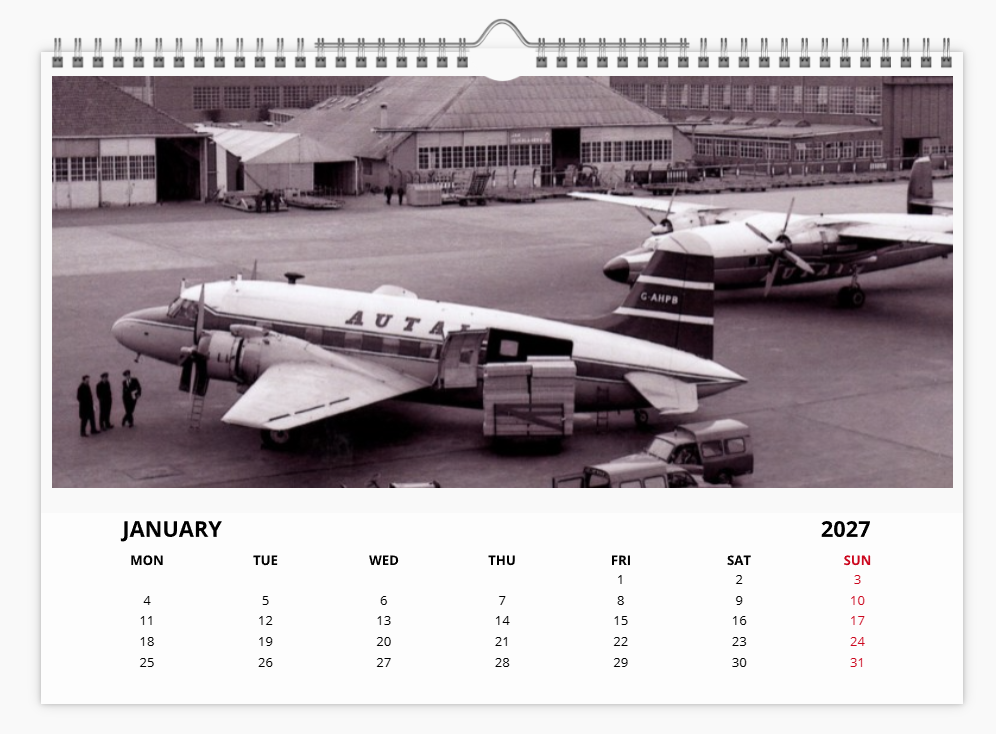 Court Line Aviation Autair International 2027 Tribute A4 Wall Calendar