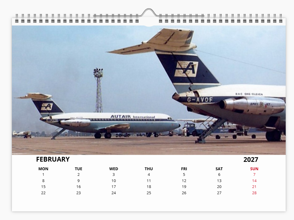 COURT LINE AVIATION AUTAIR INTERNATIONAL 2027 Tribute Calendar A4 WALL Calendar