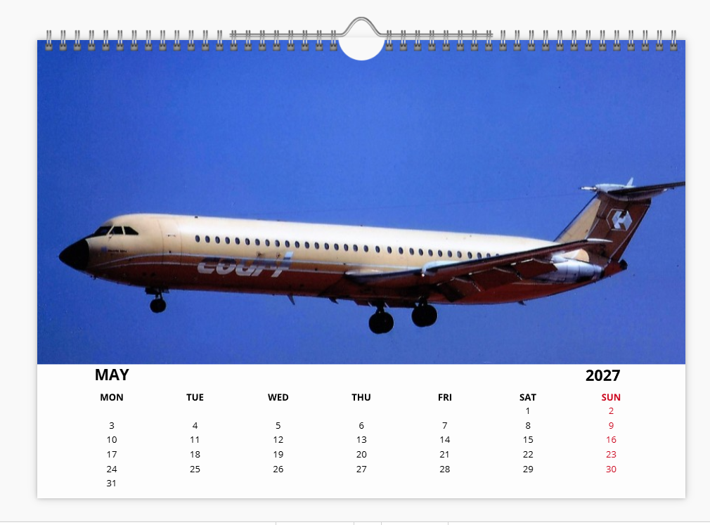 COURT LINE AVIATION AUTAIR INTERNATIONAL 2027 Tribute Calendar A4 WALL Calendar