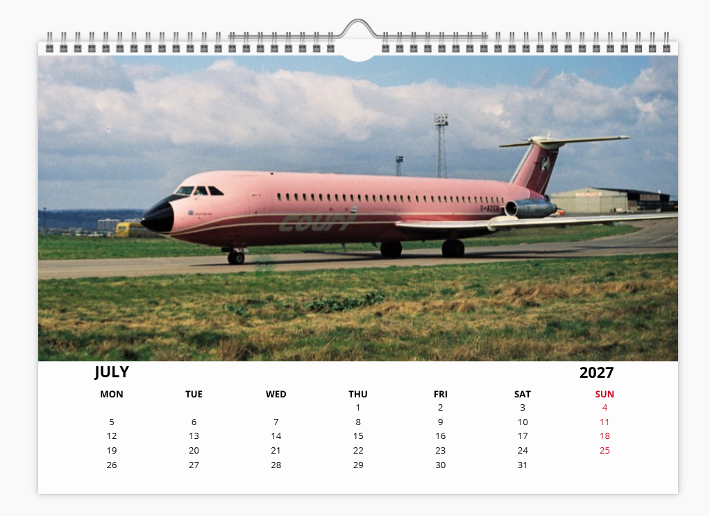 COURT LINE AVIATION AUTAIR INTERNATIONAL 2027 Tribute Calendar A4 WALL Calendar