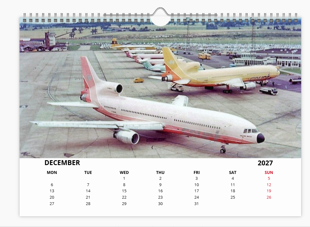 COURT LINE AVIATION AUTAIR INTERNATIONAL 2027 Tribute Calendar A4 WALL Calendar