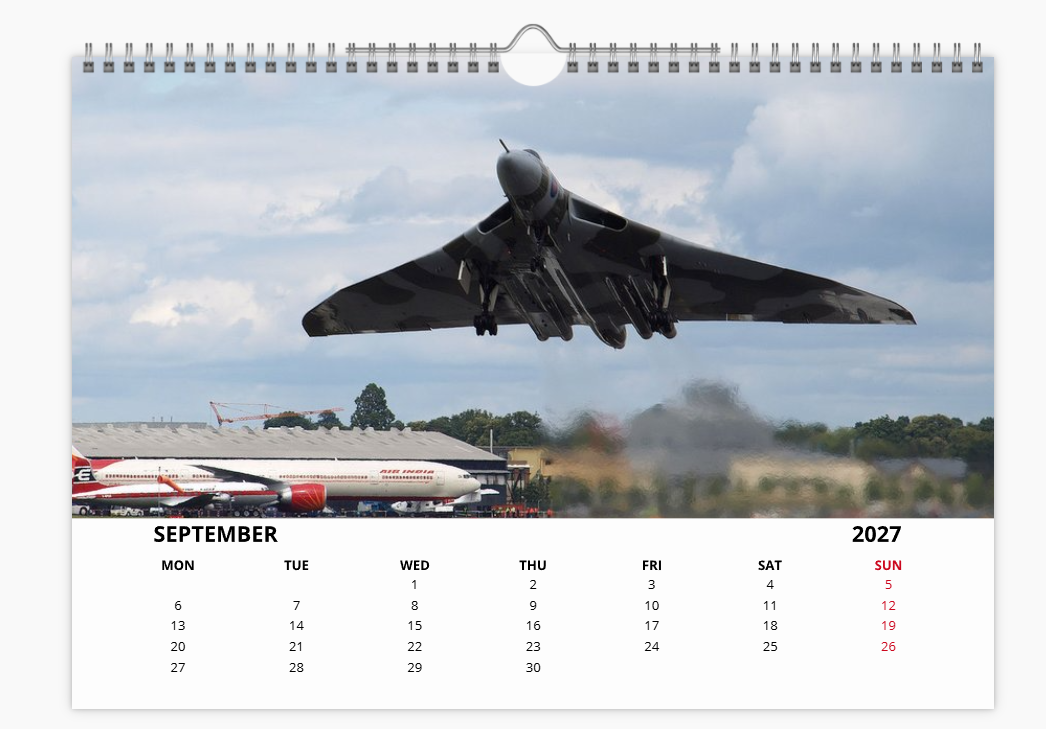 AVRO VULCAN RAF BOMBER 2027 Calendar A4 WALL Calendar