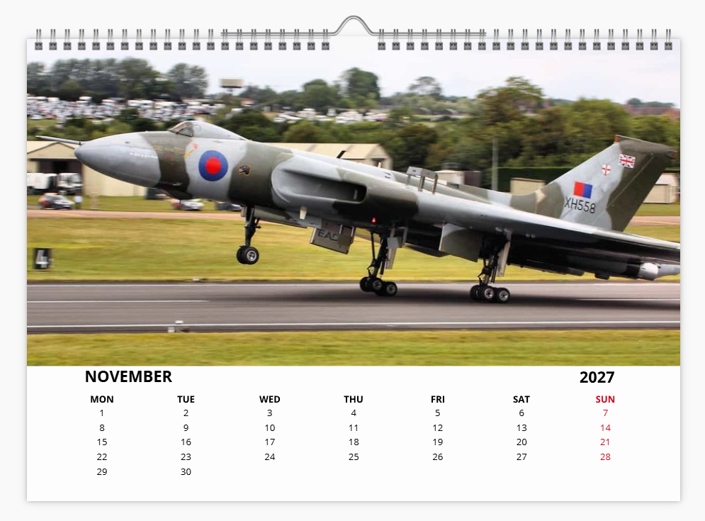 AVRO VULCAN RAF BOMBER 2027 Calendar A4 WALL Calendar