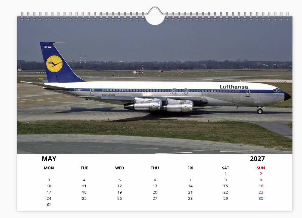 Lufthansa  2027 Aircraft Calendar A4 WALL Calendar