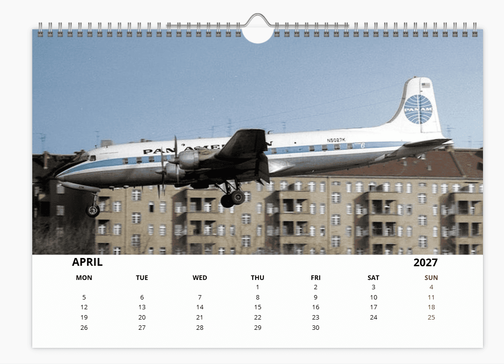 PAN AM Pan American World Airways 2027 Aircraft Tribute A4 Wall Calendar