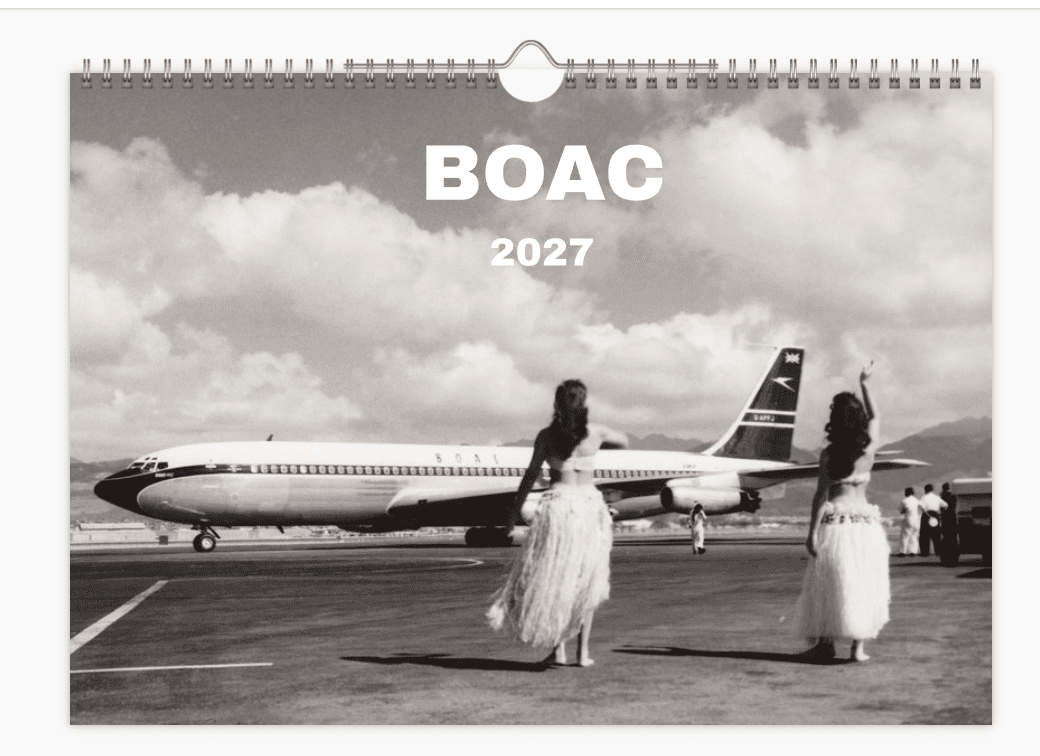 BOAC British Overseas Airways Corporation 2027 Tribute A4 Wall Calendar