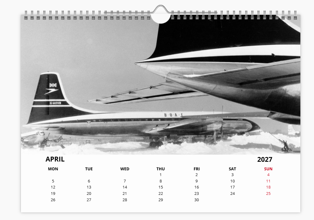 BOAC BRITISH OVERSEAS AIRWAYS CORPORATION 2027 Tribute Calendar A4 WALL Calendar