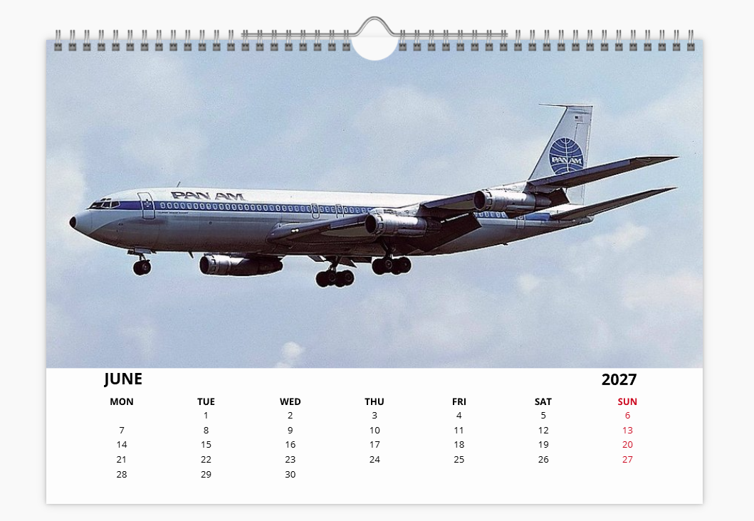 PAN AM Pan American World Airways 2027 Aircraft Tribute Calendar A4 WALL Calendar