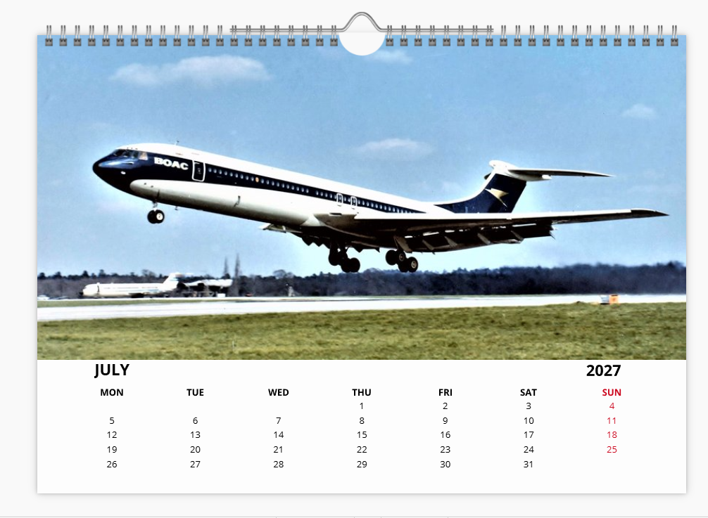 BOAC BRITISH OVERSEAS AIRWAYS CORPORATION 2027 Tribute Calendar A4 WALL Calendar