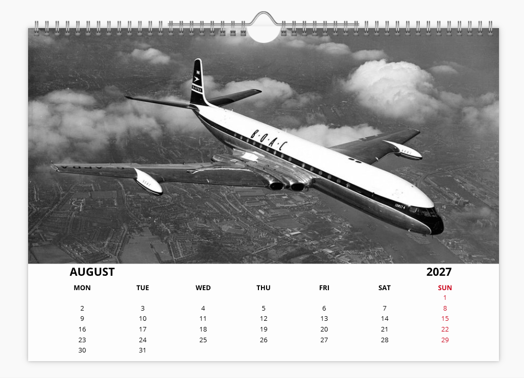 BOAC BRITISH OVERSEAS AIRWAYS CORPORATION 2027 Tribute Calendar A4 WALL Calendar