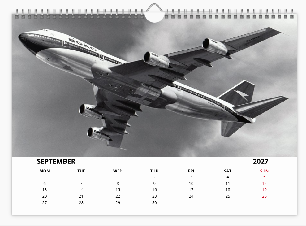 BOAC BRITISH OVERSEAS AIRWAYS CORPORATION 2027 Tribute Calendar A4 WALL Calendar