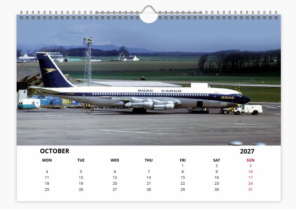 BOAC BRITISH OVERSEAS AIRWAYS CORPORATION 2027 Tribute Calendar A4 WALL Calendar