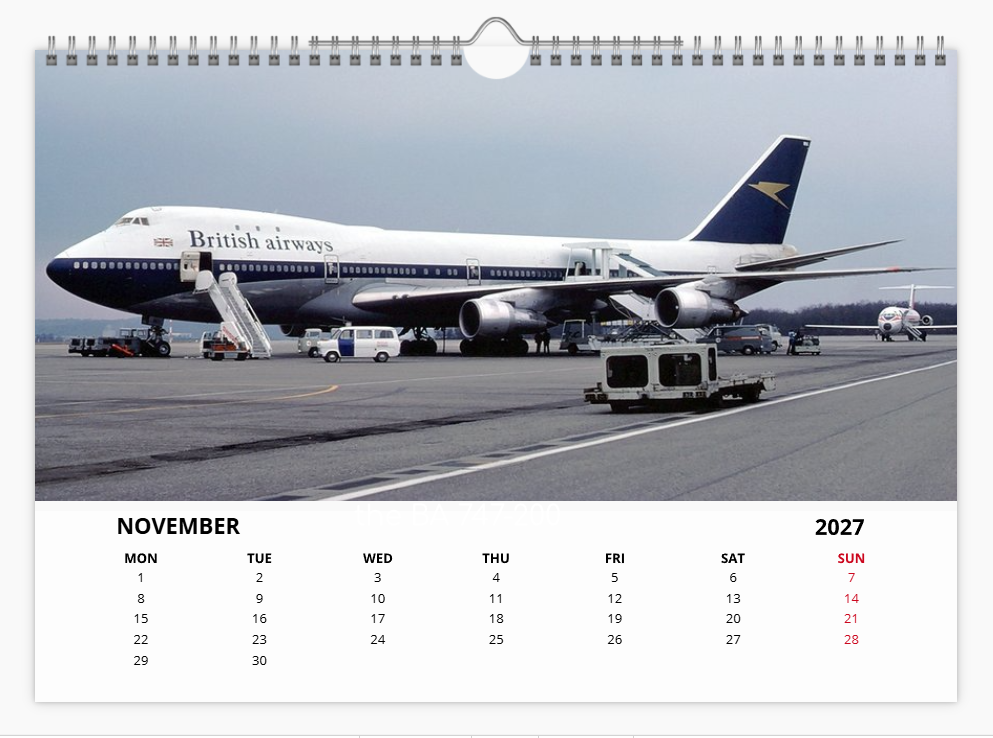 BOAC BRITISH OVERSEAS AIRWAYS CORPORATION 2027 Tribute Calendar A4 WALL Calendar