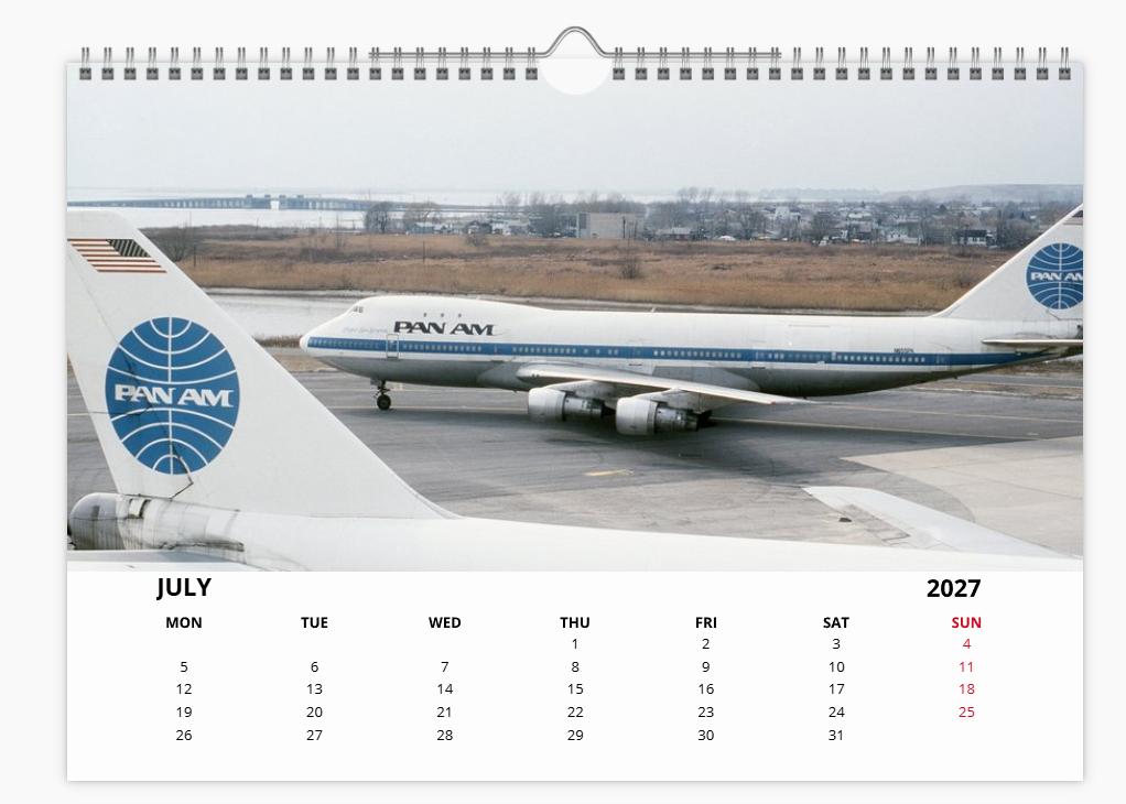 PAN AM Pan American World Airways 2027 Aircraft Tribute Calendar A4 WALL Calendar