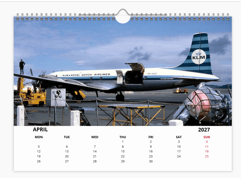 KLM Royal Dutch Airlines 2027 A4 Wall Calendar