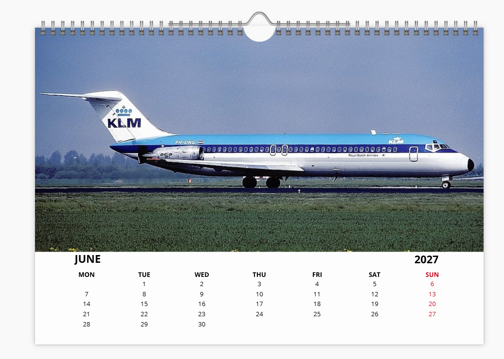 KLM ROYAL DUTCH AIRLINES  2027 Aircraft Calendar A4 WALL Calendar