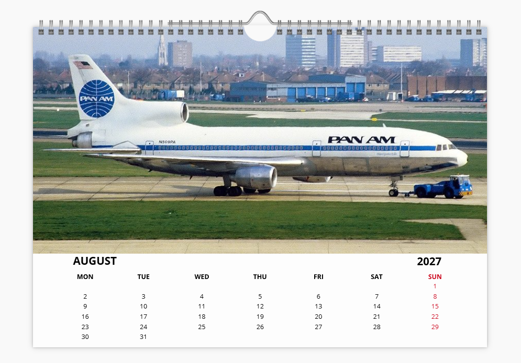 PAN AM Pan American World Airways 2027 Aircraft Tribute Calendar A4 WALL Calendar