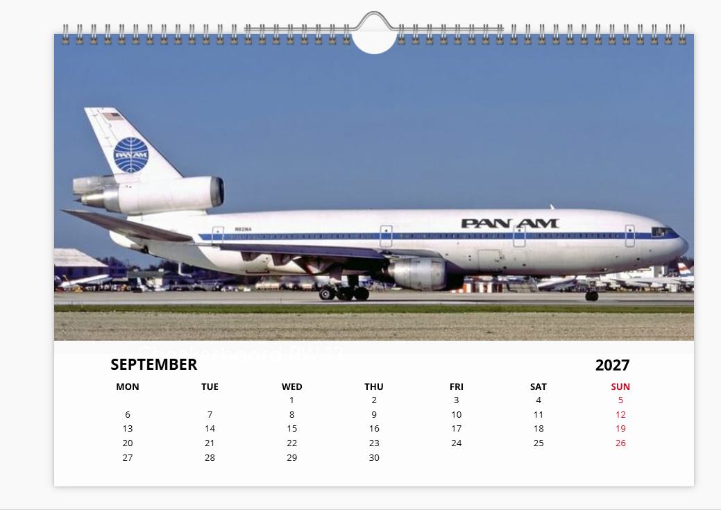PAN AM Pan American World Airways 2027 Aircraft Tribute Calendar A4 WALL Calendar