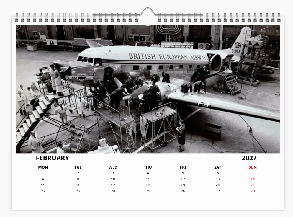 BEA British European Airways 2027 Tribute A4 Wall Calendar