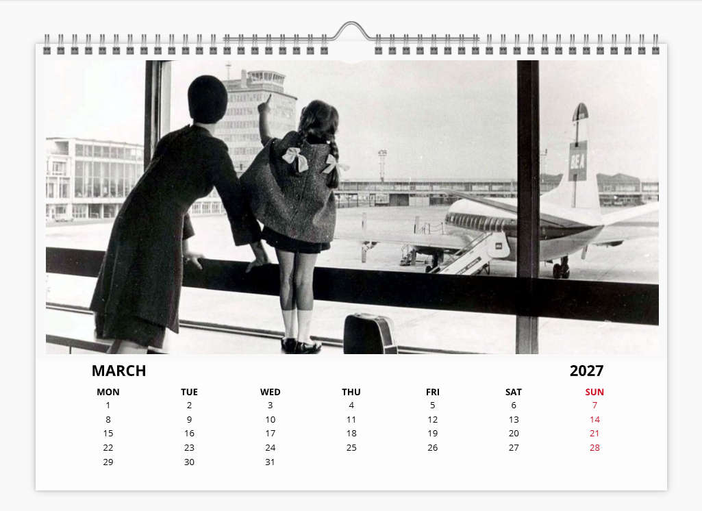 BEA British European Airways 2027 Tribute A4 Wall Calendar