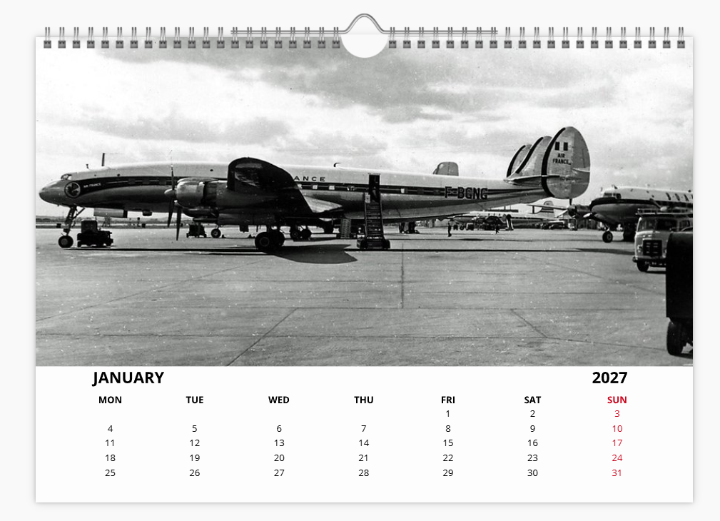 AIR FRANCE 2027 Calendar A4 WALL Calendar