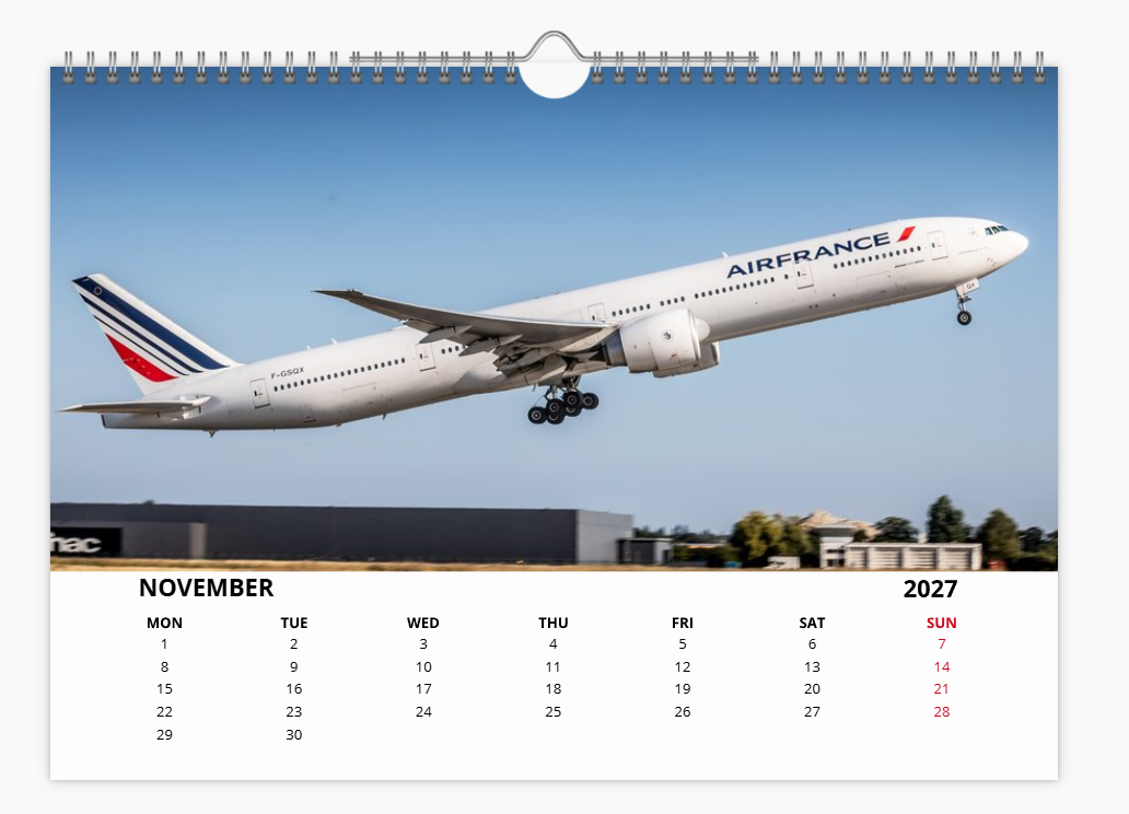 AIR FRANCE 2027 Calendar A4 WALL Calendar