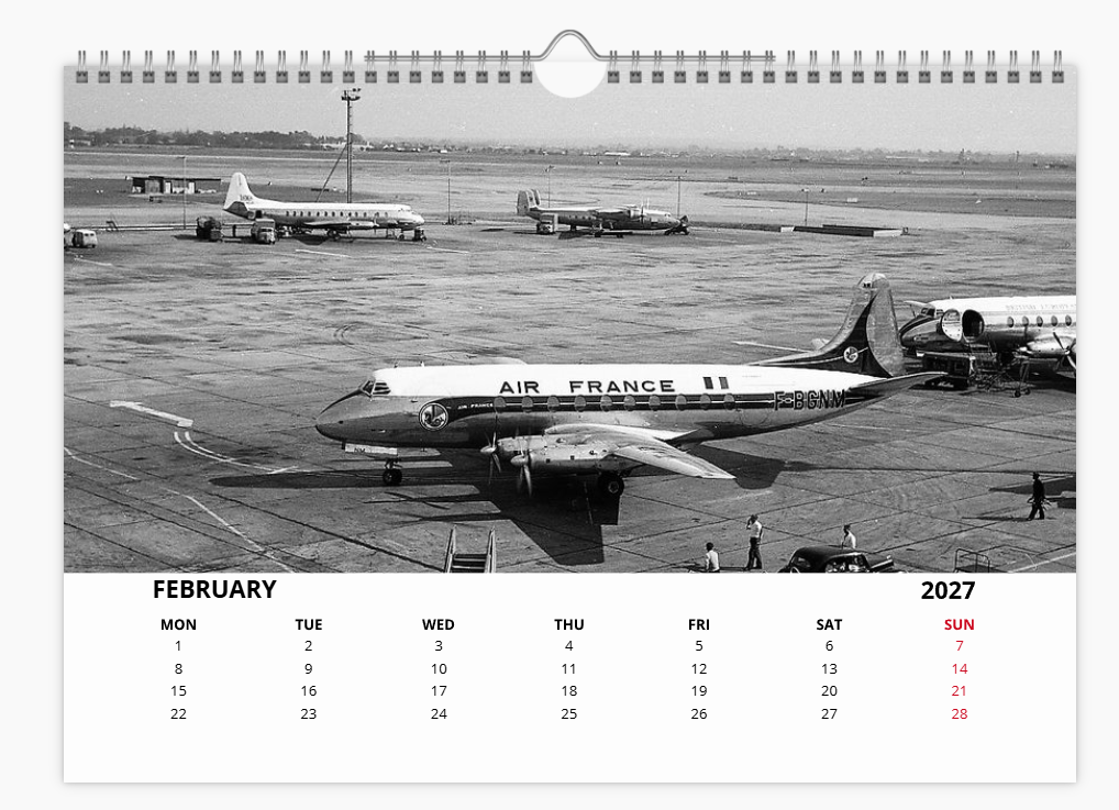 AIR FRANCE 2027 Calendar A4 WALL Calendar