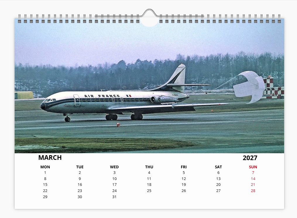 AIR FRANCE 2027 Calendar A4 WALL Calendar