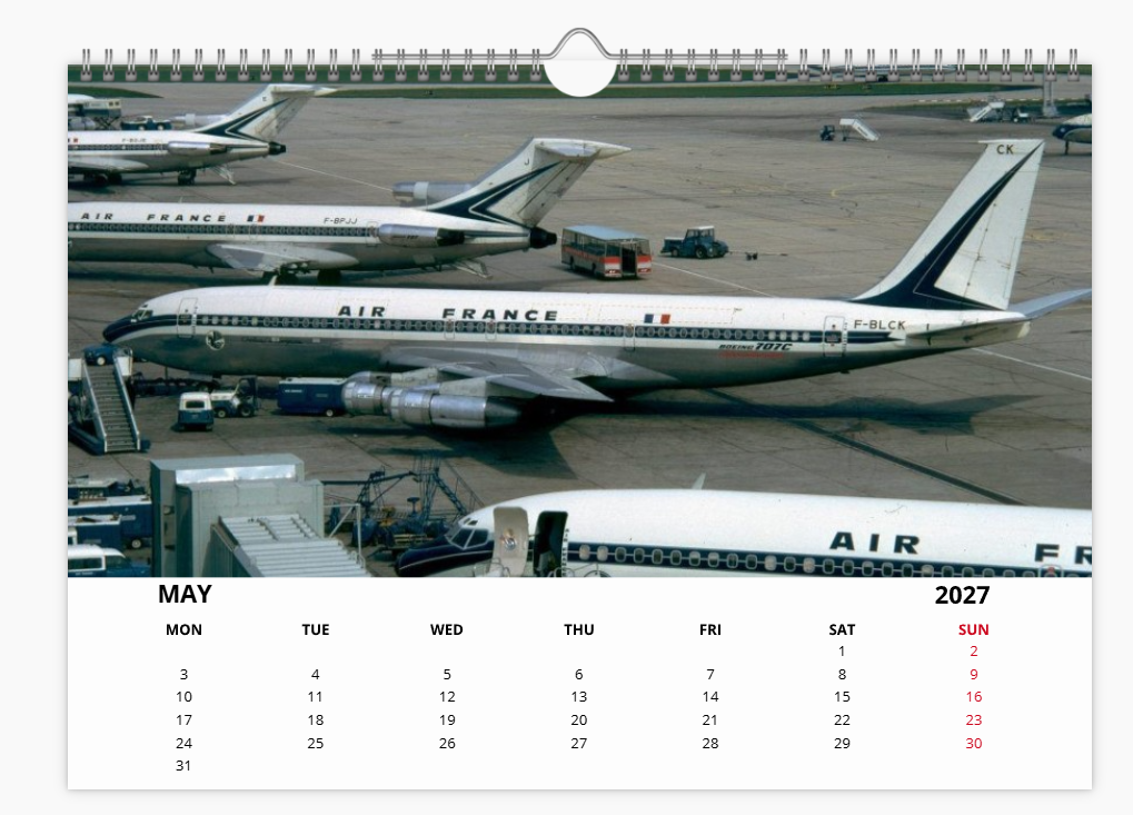 AIR FRANCE 2027 Calendar A4 WALL Calendar