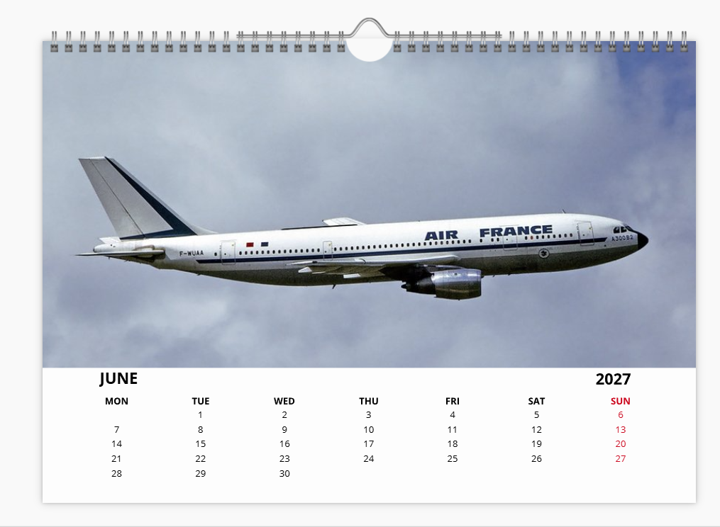 AIR FRANCE 2027 Calendar A4 WALL Calendar