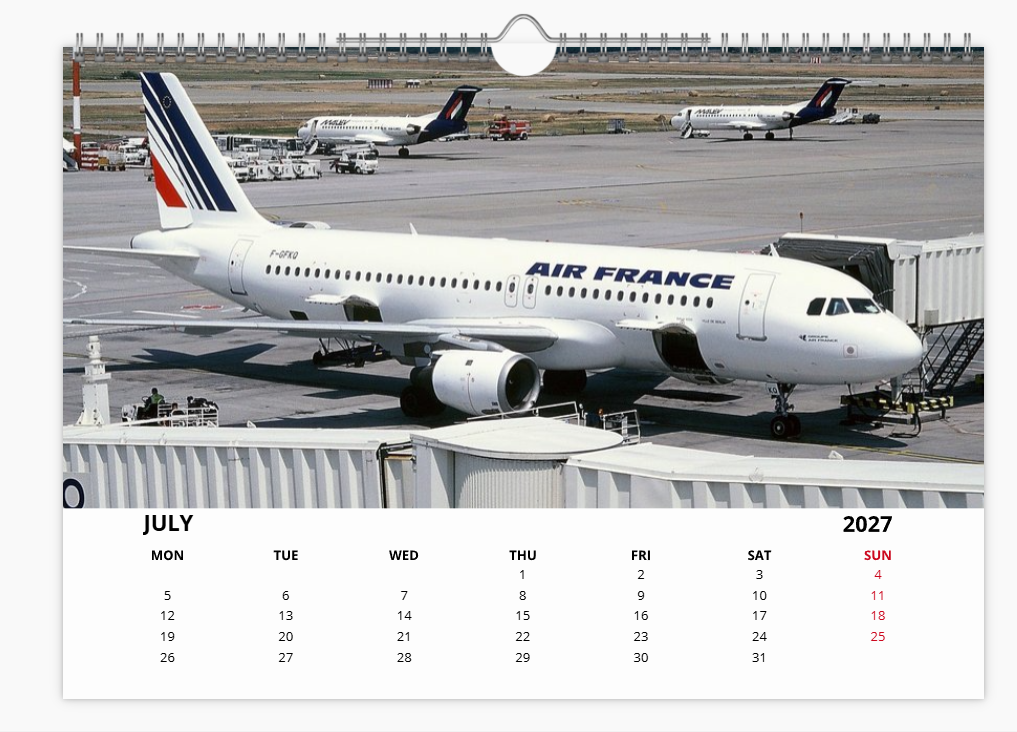 AIR FRANCE 2027 Calendar A4 WALL Calendar