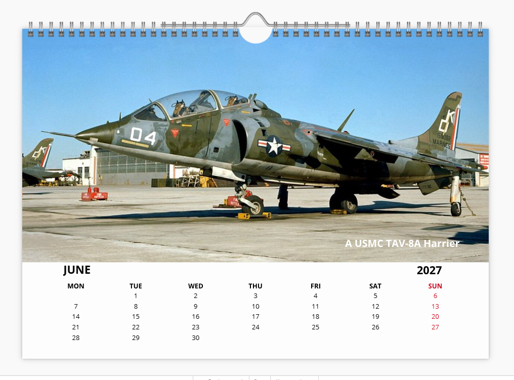 HS BAC HARRIER JUMP JET RAF 2027 Calendar A4 WALL Calendar