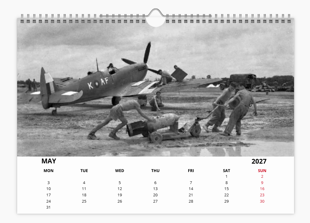 SUPERMARINE SPITFIRE RAF FIGHTER 2027 Calendar A4 WALL Calendar