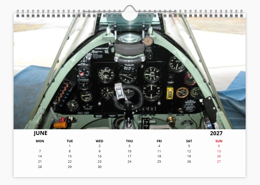 SUPERMARINE SPITFIRE RAF FIGHTER 2027 Calendar A4 WALL Calendar