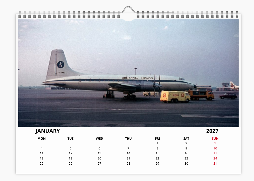 BRITANNIA AIRWAYS 2027 Tribute Calendar A4 WALL Calendar
